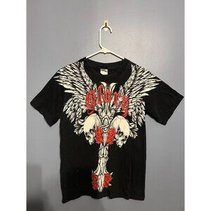 Y2K Glory‎ Skull With Wings Roses Grunge Emo Style Full Wings On Back Size Small